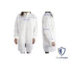 Blouse visiteur jetable blanche à fermeture éclair- Lot de 10