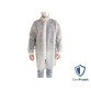 Blouse visiteur jetable blanche à fermeture éclair- Lot de 10