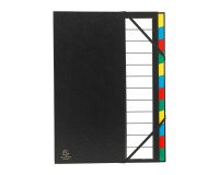 Plastic sorter Exacompta 12 tabs  black