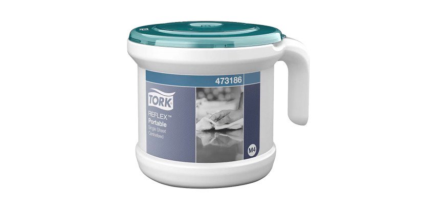 Distributeur tork reflex essuie-mains m4 performance   portable devidage central     coloris blanc et turquoise