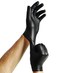 Gants jetables vinyle Extra Black Spontex, non poudré, noir - Boîte de 100