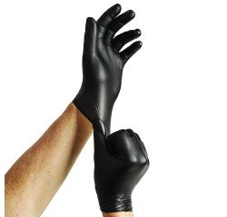 Gants jetables vinyle Extra Black Spontex, non poudré, noir - Boîte de 100 gants