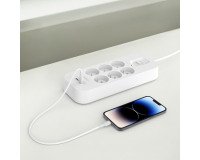 Belkin Connect Steckdosenleiste mit Überspannungsschutz, 6 Steckdosen mit Schalter und 2 USB-A- und USB-C-Anschlüssen, 2 m