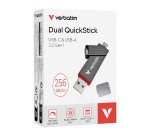 USB Key Dual QuickStick 256GB USB 2.0 (USB-A), USB 3.2 (USB-C) Anthracite