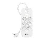 Belkin Connect multiprise parafoudre 6 prises avec interrupteur et 2 ports USB-A et USB-C 2 m