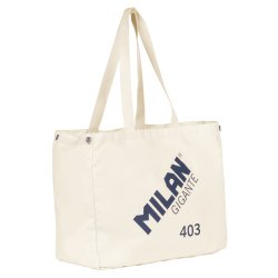 Bolso tote bag grande colección MILAN GIGANTE 403 since 1918 beige