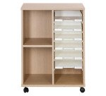 Mobiele bijzettafel gemengd hout 6 glijdende manden Pixy