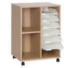 Mobiele bijzettafel gemengd hout 6 glijdende manden Pixy