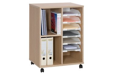Desserte mobile mixte Pixy 6 corbeilles coulissantes