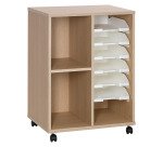 Mobiele bijzettafel gemengd hout 6 glijdende manden Pixy