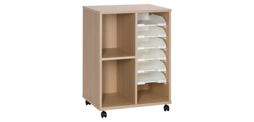 Desserte mobile mixte bois 6 corbeilles coulissantes Pixy