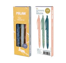 Caja regalo serie Lava con 3 bolígrafos P1 tinta azul MILAN