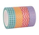 Ruban adhésif déco formes assorties - Largeur 15 mm x Longueur 10 m - Étui de 4