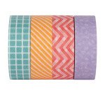 Ruban adhésif déco formes assorties - Largeur 15 mm x Longueur 10 m - Étui de 4