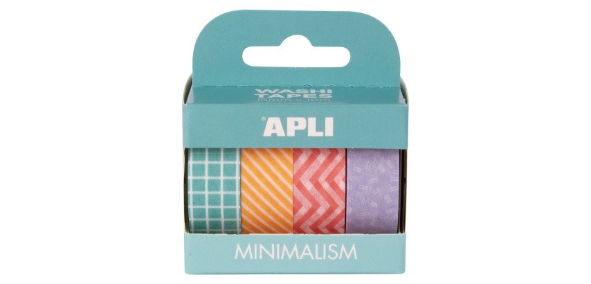 Ruban adhésif déco formes assorties - Largeur 15 mm x Longueur 10 m - Étui de 4