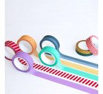 Ruban adhésif déco formes assorties - Largeur 15 mm x Longueur 10 m - Étui de 4