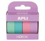 Ruban adhésif déco couleurs pastel assorties - Largeur 15 mm x Longueur 10 m - Étui de 4