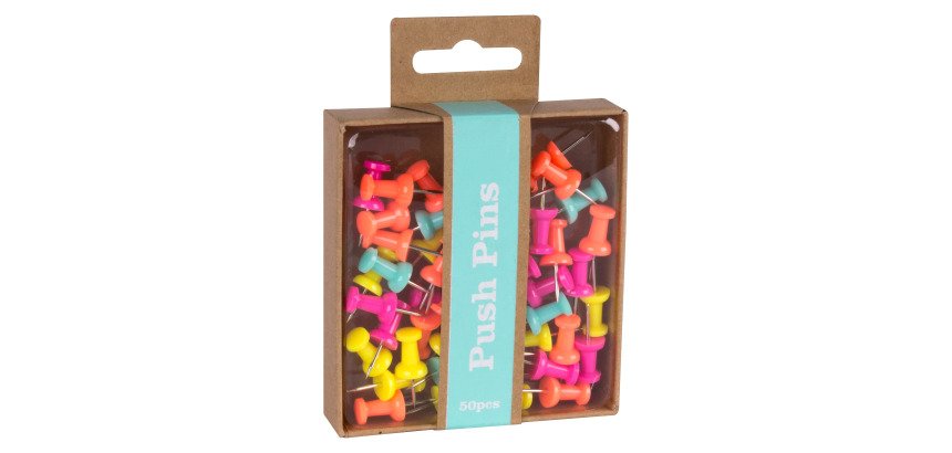 Punaise de fixation couleurs assorties - Boîte de 50