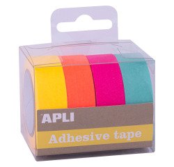 Adhesive tape deco assorted neon colors - Width 15 mm x length 10 m - Pack of 4