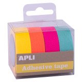Ruban adhésif déco couleurs fluo assorties - Largeur 15 mm x longueur 10 m - Étuis de 4