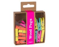 Wooden pegs assorted colors Apli - Box of 15