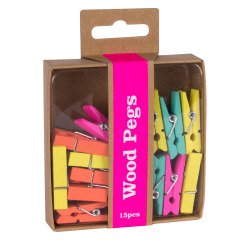 Wooden pegs assorted colors Apli - Box of 15