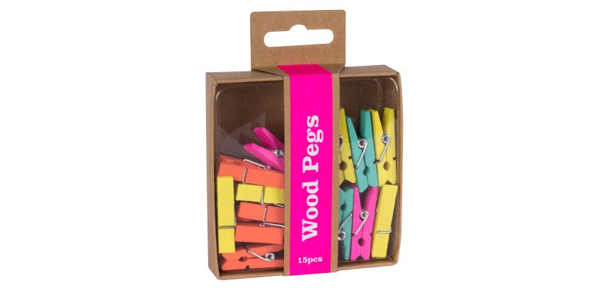 Pince bois couleurs assorties Apli - Boîte de 15