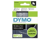 Lint polyester Dymo D1 12 mm S0720600 transparant met witte tekst