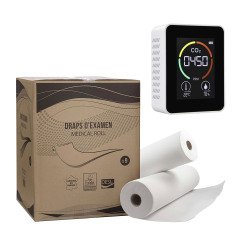 Pack of pre-cut Supersoft examination sheet 50 x 37.5 cm - 3 boxes of 9 rolls + 1 free Bohémic CO2 detector