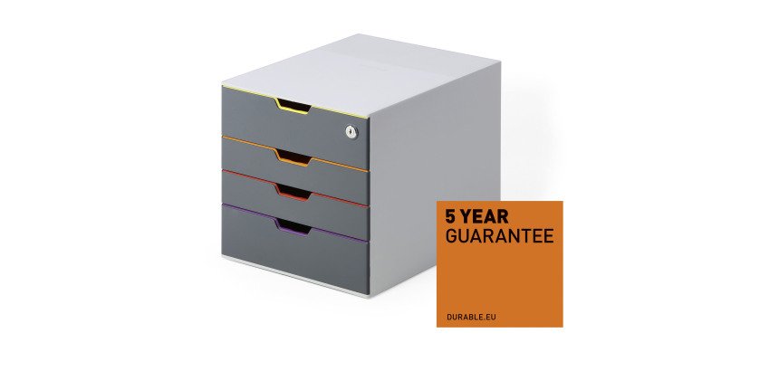 Módulo de clasificación con cerradura Durable Varicolor® 4 cajones