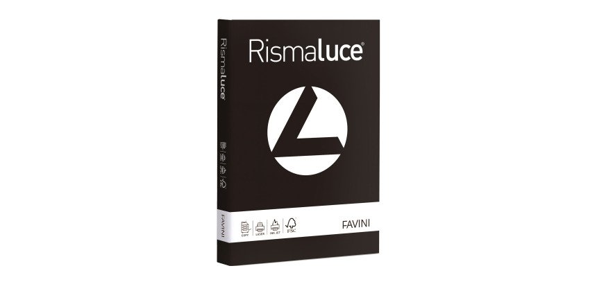 Carta A4 Favini Rismaluce nero monocolore 200g - rimsa da 125 fogli - A67A134  - Cartoncino per stampa e fotocopie