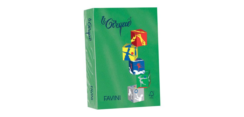 Carta A4 Favini Le Cirque 80g - verde bandiera 208 - risma da 500 fogli - A71D504  - Carta per stampe e fotocopie