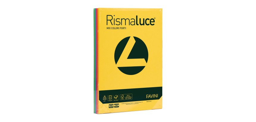 Cardboard Favini Rismaluce mix 8 strong colors Assorted colors A4 200g 125 sheets