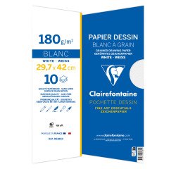 Hoesje met gekorreld tekenpapier A3 10 Vel 180g Wit