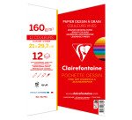Pochette 12 feuilles papier dessin couleurs vives assorties A4 160 g