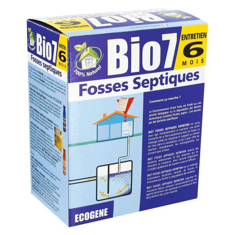 Activateur bactérien biologique de fosse septique Bio7 - entretien 6 mois -