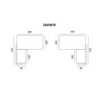 Bureau compact retour à gauche noyer L 200 x P 100 cm, piétement métal - Maestro