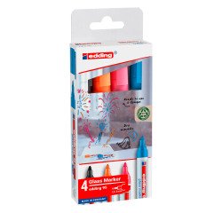 Marqueur effaçable Edding E95 pointe ogive 1,5 à 3 mm - Pochette de 4