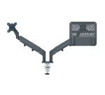 Bras support écran et ordinateur portable double Leitz Ergo à faible encombrement  - gris foncé