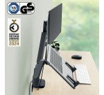 Bras support écran et ordinateur portable double Leitz Ergo à faible encombrement  - gris foncé