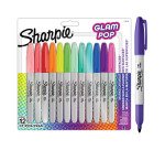 Marqueur permanent Sharpie Glam Pop pointe 1,5 à 3 mm - Pochette de 12