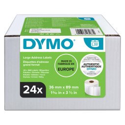 Pack 24 rouleaux d'étiquettes d'adresse 36 x 89 mm Dymo - Rouleaux de 260