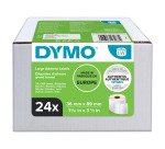 Pack 24 rouleaux d'étiquettes d'adresse 36 x 89 mm Dymo - Rouleaux de 260