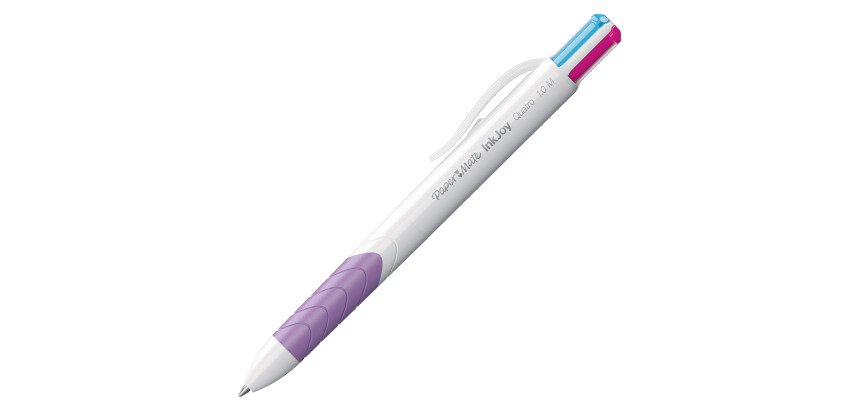 Stylo bille Papermate 4 couleurs fun Inkjoy Quatro rétractable pointe 1 mm - écriture moyenne