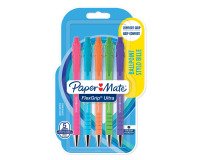 Stylo bille Papermate Flexgrip Brights rétractable pointe 1 mm - écriture moyenne - Pochette de 5