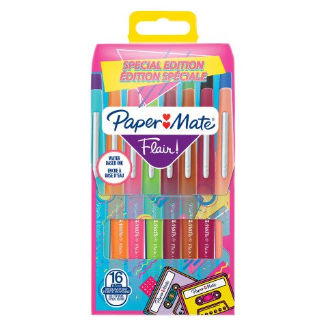 Stylo feutre Papermate Flair Retro écriture moyenne - Pochette de 16