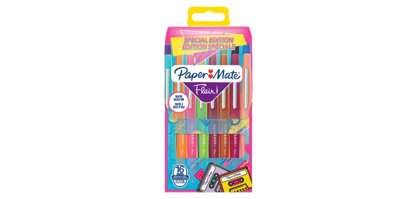 Stylo feutre Papermate Flair Retro écriture moyenne - Pochette de 16