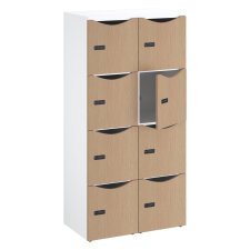 Casier bureau lockers 8 cases corps blanc porte mélaminée H 170,9 cm - serrure à code