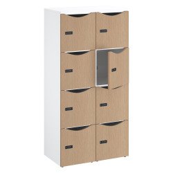 Casier bureau lockers 8 cases corps blanc - H 170,9 cm - portes mélaminées -serrure à code + clé de secours