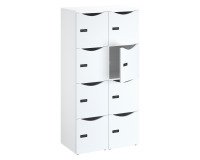 Casier bureau lockers 8 cases corps blanc - H 170,9 cm - portes mélaminées -serrure à code + clé de secours